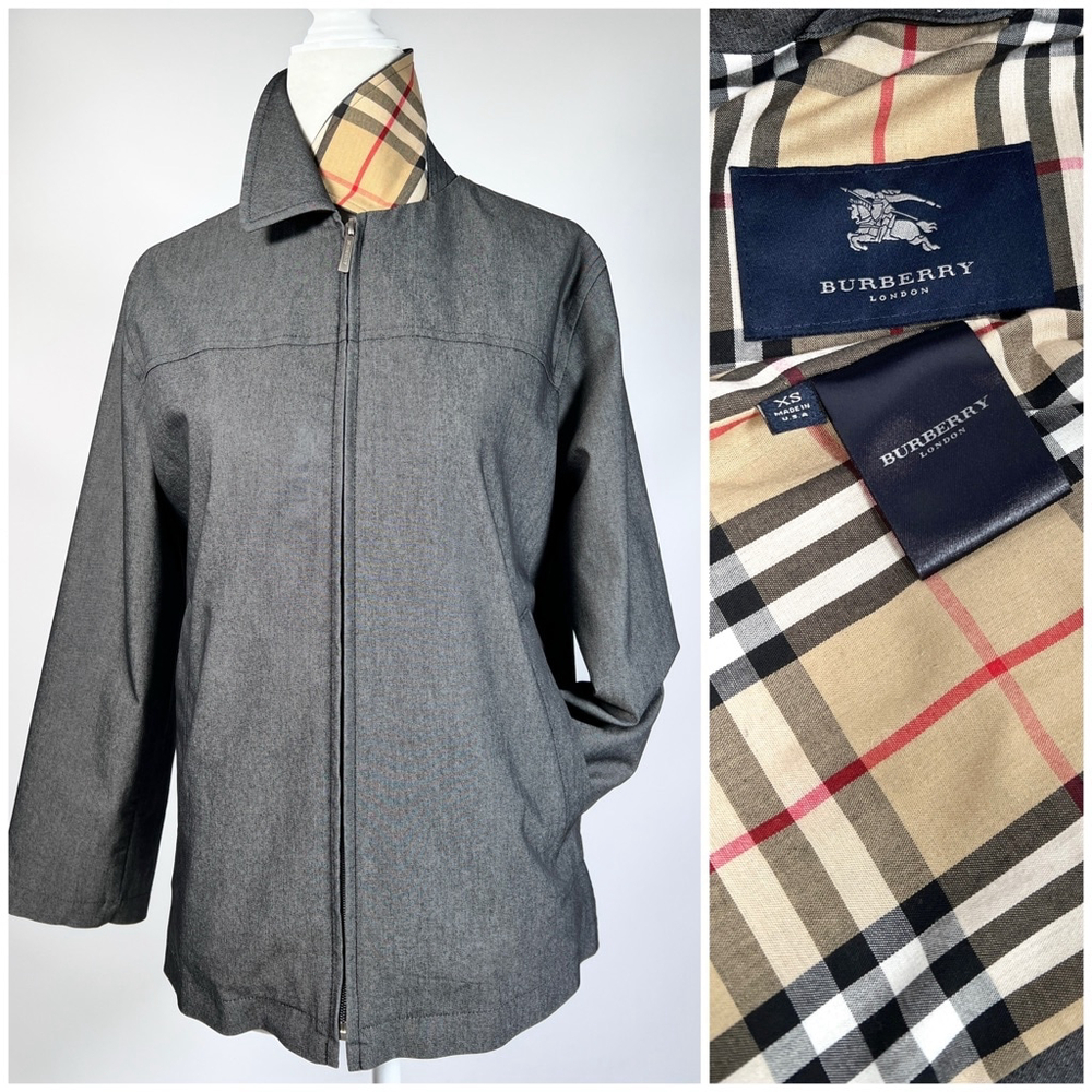 Burberry Womans Jacket XS Gray Nova Check Plaid